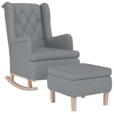 Vidaxl fauteuil met schommelpoten en voetenbank stof lichtgrijs