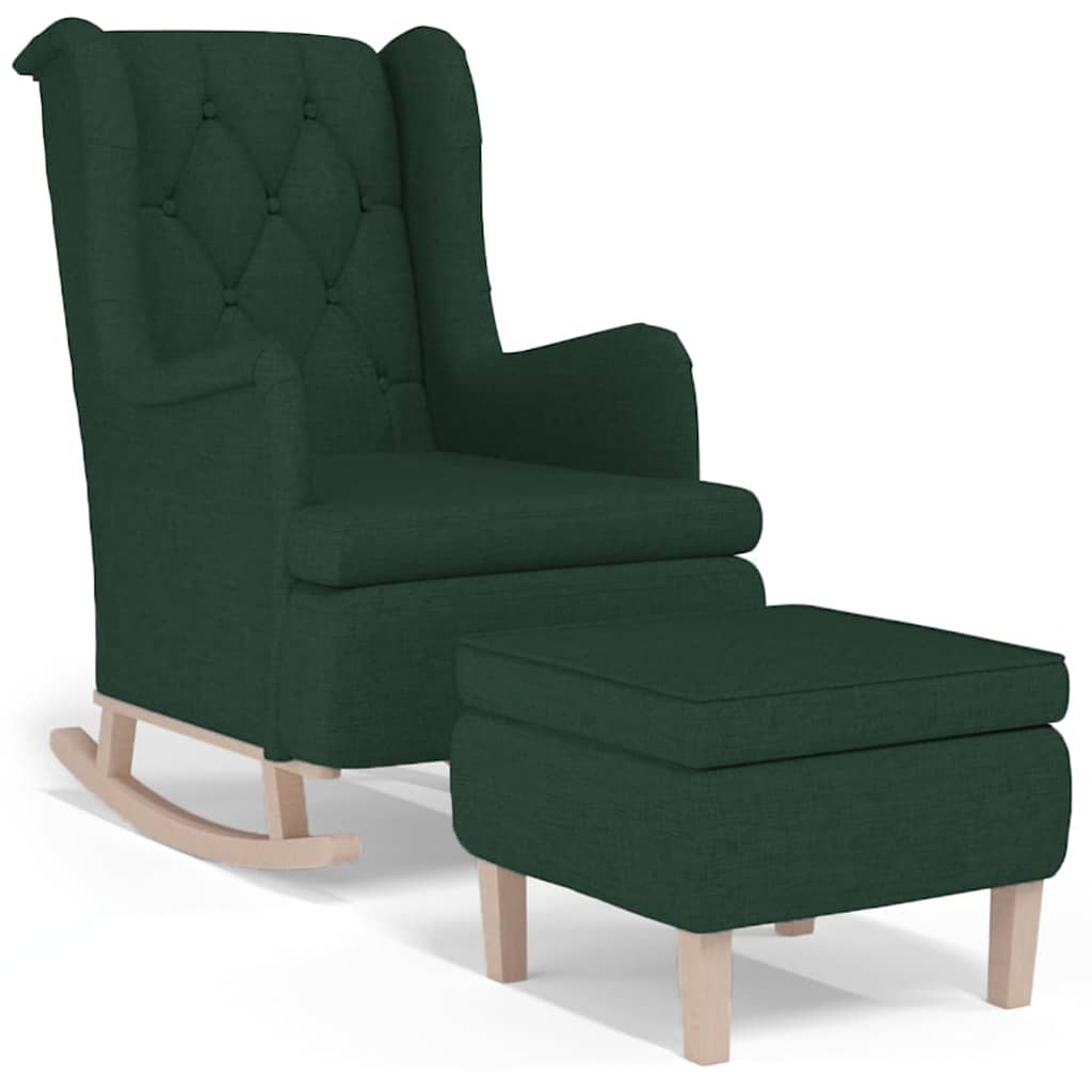 Vidaxl fauteuil met schommelpoten en voetenbank stof donkergroen