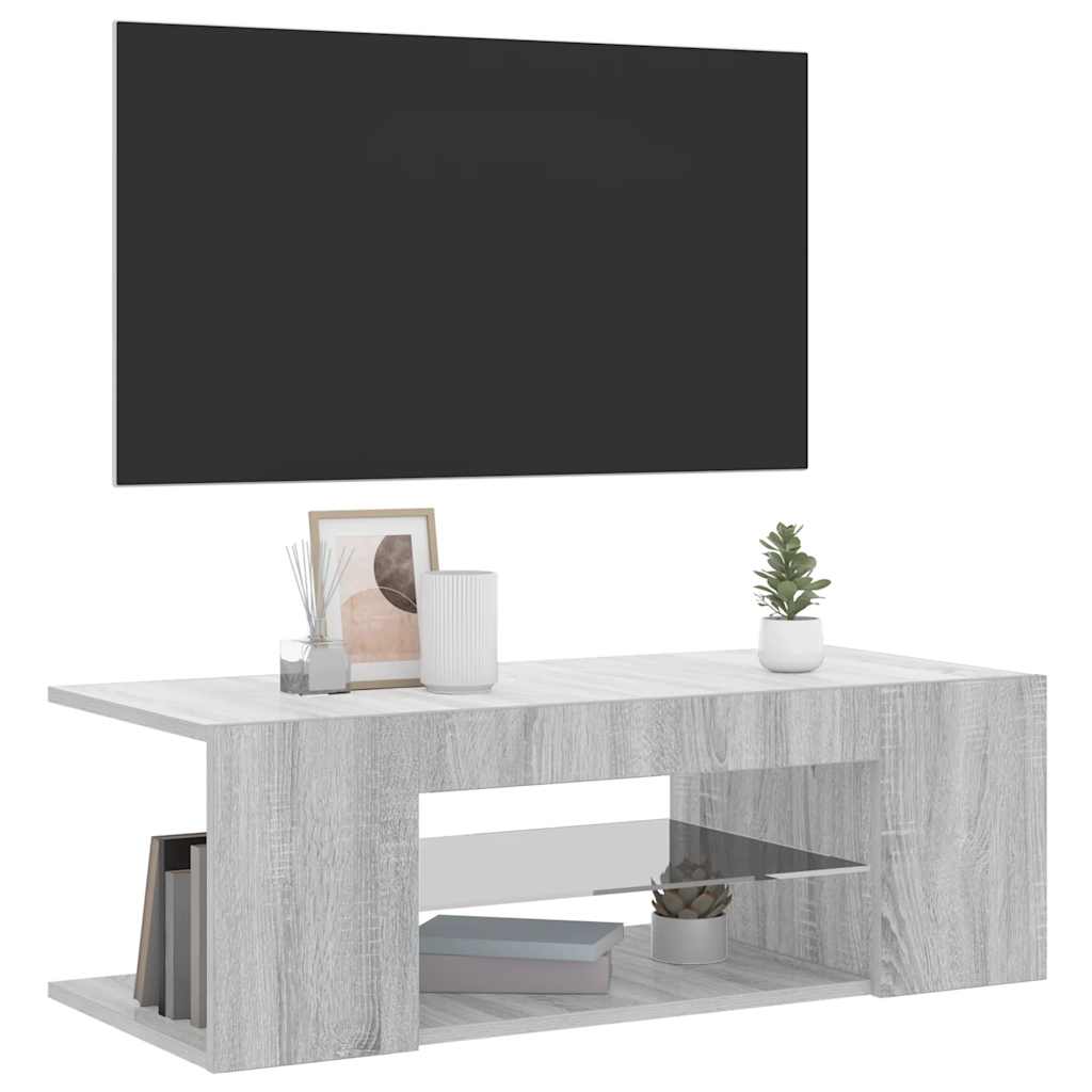 Vidaxl tv-meubel met led-verlichting 90x39x30 cm grijs sonoma eiken