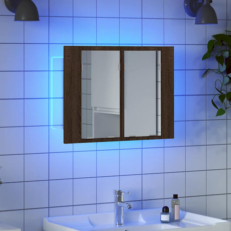 Vidaxl spiegelkast led 60x12x45 cm bewerkt hout bruin eikenkleur