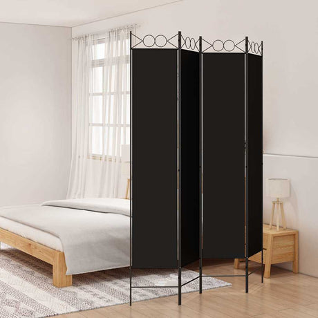 Vidaxl kamerscherm met 4 panelen 200x200 cm stof zwart