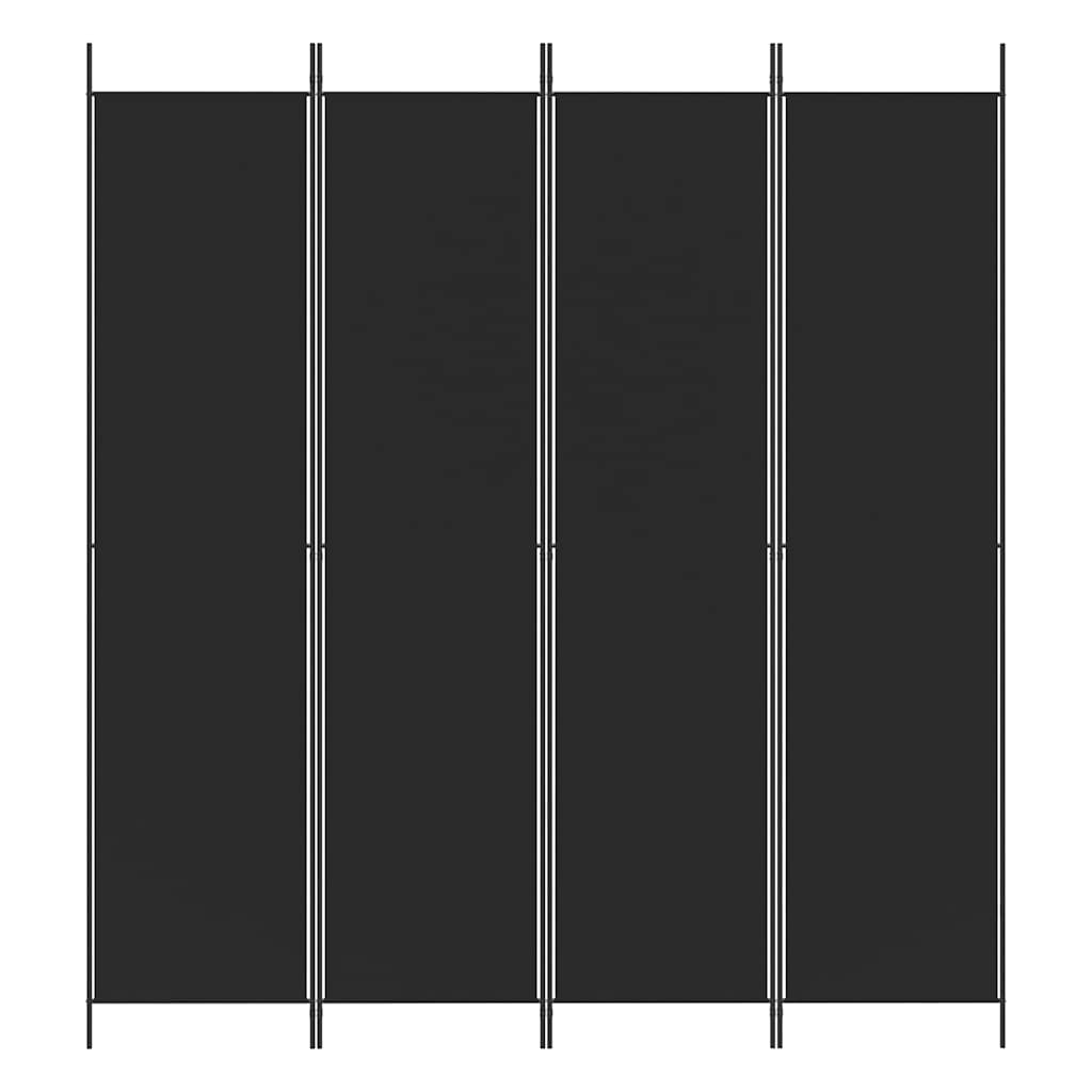 Vidaxl kamerscherm met 4 panelen 200x220 cm stof zwart