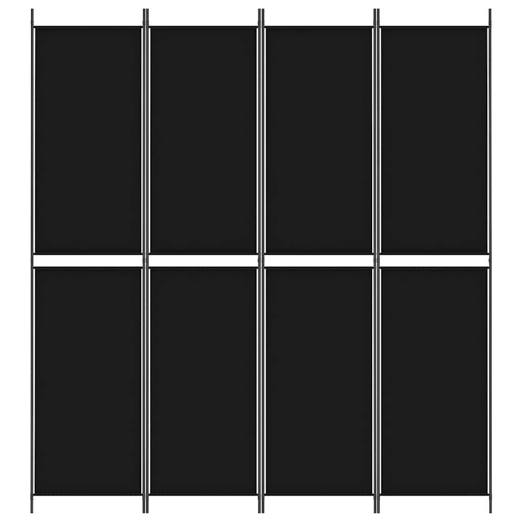 Vidaxl kamerscherm met 4 panelen 200x220 cm stof zwart