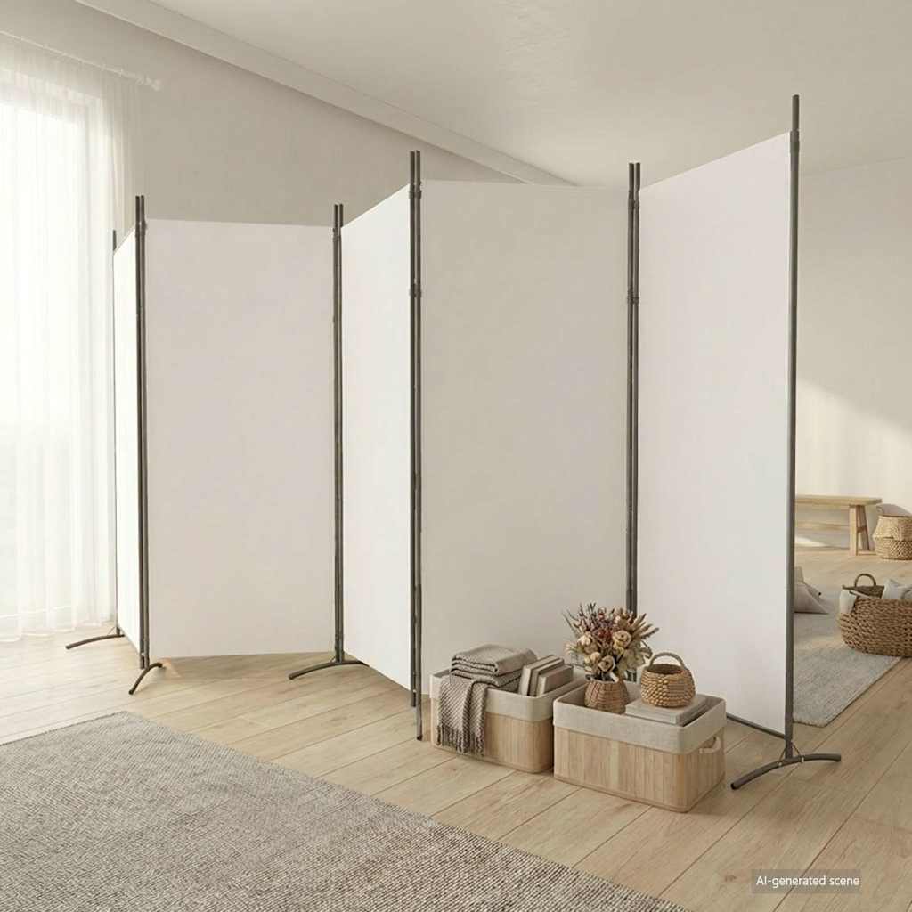 Vidaxl kamerscherm met 5 panelen 433x180 cm stof wit