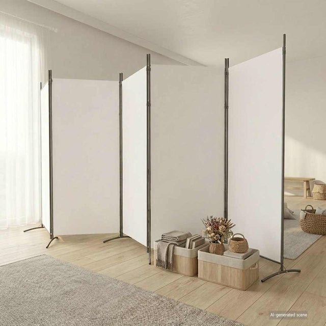 Vidaxl kamerscherm met 5 panelen 433x180 cm stof wit