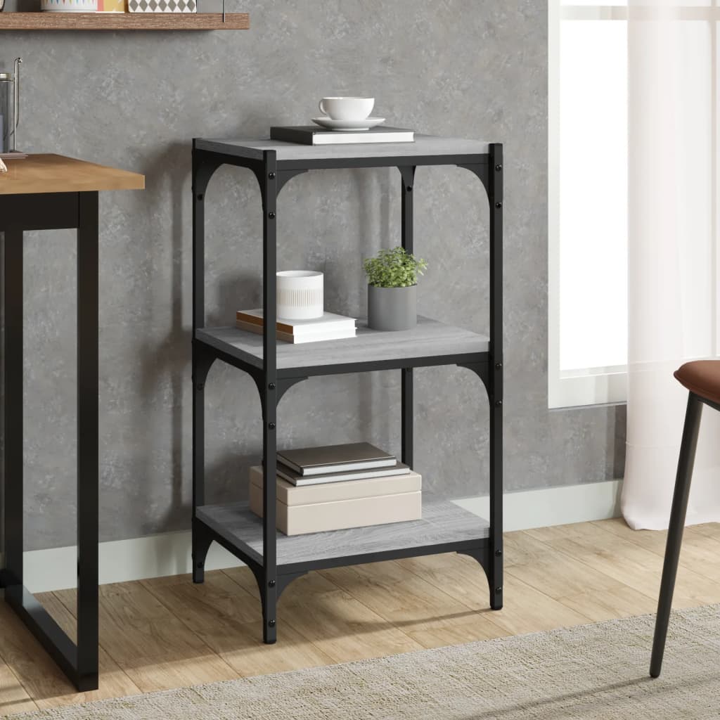 Vidaxl boekenkast 40x33x70,5 cm hout en staal grijs sonoma eikenkleur