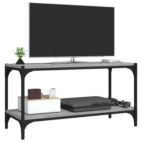 Vidaxl tv-meubel 80x33x41 cm bewerkt hout en staal grijs sonoma eiken