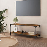 Vidaxl tv-meubel 100x33x41 cm bewerkt hout en staal gerookt eikenkleur
