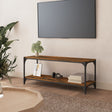 Vidaxl tv-meubel 100x33x41 cm bewerkt hout en staal gerookt eikenkleur