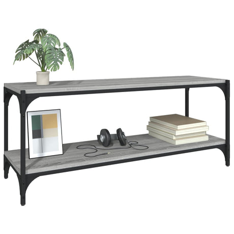 Vidaxl tv-meubel 100x33x41 cm bewerkt hout en staal grijs sonoma eiken