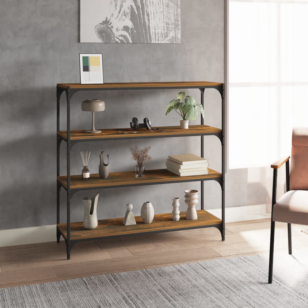 Vidaxl boekenkast 100x33x100 cm bewerkt hout en staal gerookt eiken