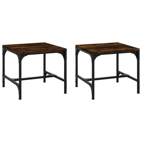 Vidaxl bijzettafels 2 st 40x40x35 cm bewerkt hout gerookt eiken