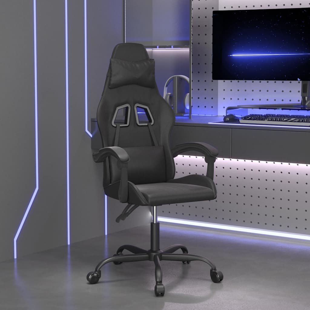 Vidaxl gamestoel draaibaar kunstleer zwart