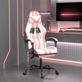 Vidaxl gamestoel draaibaar met voetensteun kunstleer wit en roze