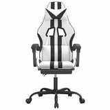 Vidaxl gamestoel draaibaar met voetensteun kunstleer zwart en wit