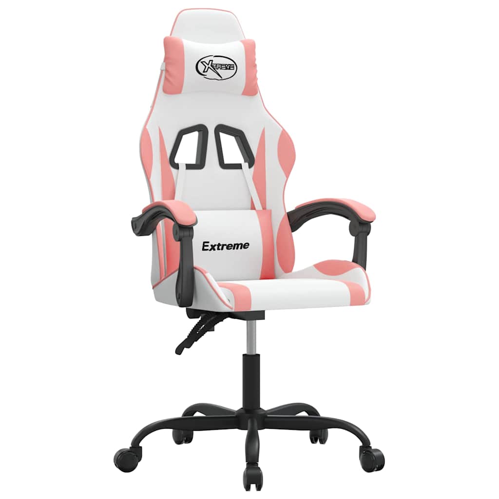 Vidaxl gamestoel draaibaar kunstleer wit en roze