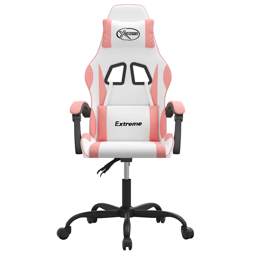 Vidaxl gamestoel draaibaar kunstleer wit en roze