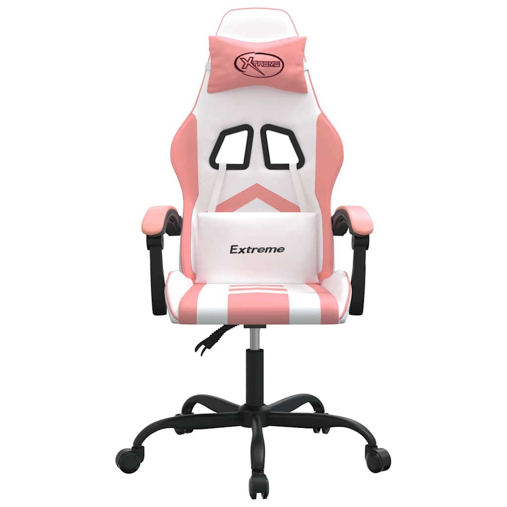 Vidaxl gamestoel draaibaar kunstleer wit en roze