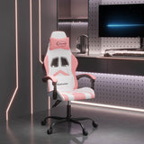 Vidaxl gamestoel draaibaar kunstleer wit en roze