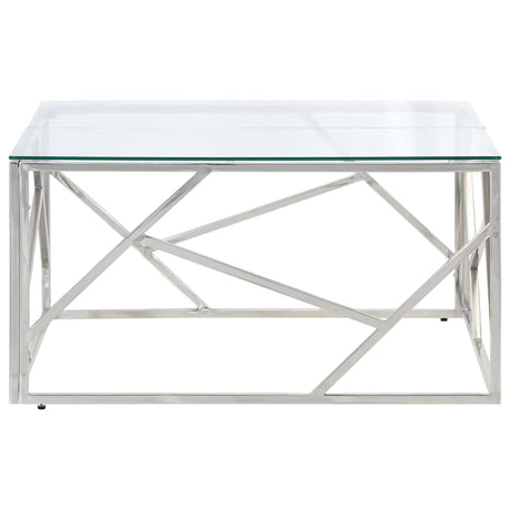 Vidaxl salontafel roestvrijstaal en gehard glas zilverkleurig
