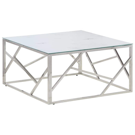 Vidaxl salontafel roestvrijstaal en gehard glas zilverkleurig