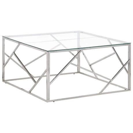 Vidaxl salontafel roestvrijstaal en gehard glas zilverkleurig