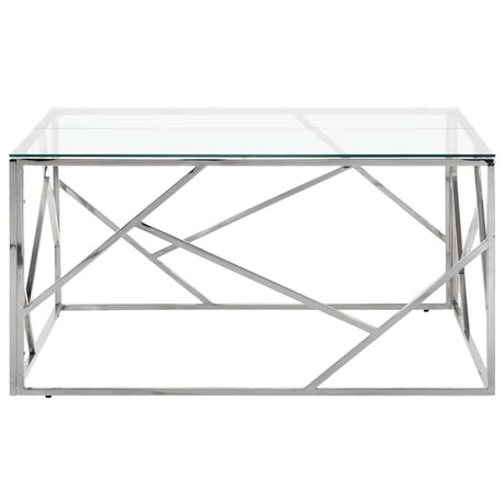 Vidaxl salontafel roestvrijstaal en gehard glas zilverkleurig