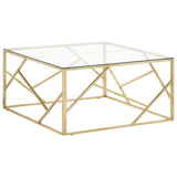 Vidaxl salontafel roestvrijstaal en gehard glas goudkleurig