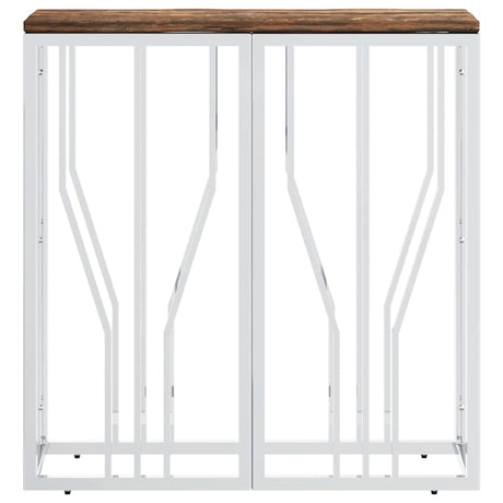 Vidaxl wandtafel roestvrij staal en massief gerecycled hout zilver