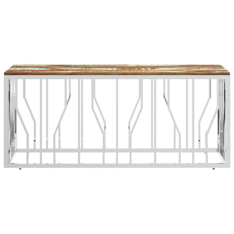 Vidaxl salontafel roestvrij staal en massief gerecycled hout zilver