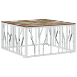 Vidaxl salontafel roestvrij staal en massief gerecycled hout zilver