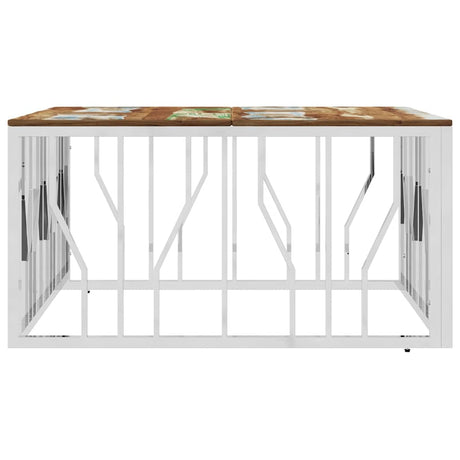 Vidaxl salontafel roestvrij staal en massief gerecycled hout zilver