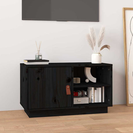 Vidaxl tv-meubel 70x34x40 cm massief grenenhout zwart
