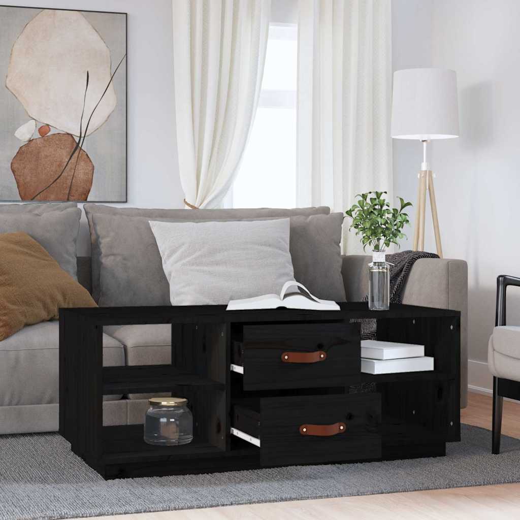 Vidaxl salontafel 100x50x41 cm massief grenenhout zwart