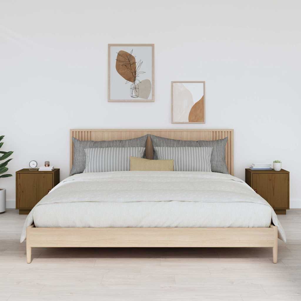 Vidaxl nachtkastjes 2 st 40x34x45 cm massief grenenhout honingbruin