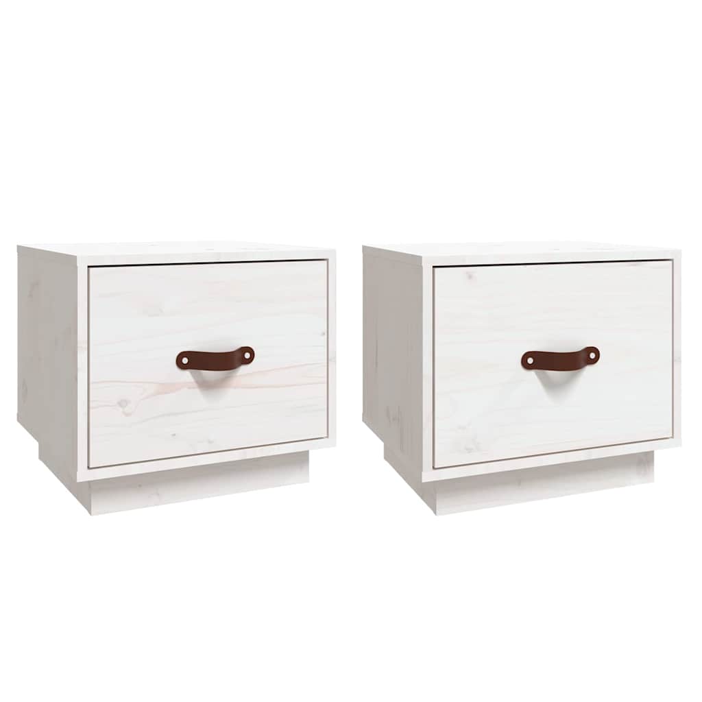 Vidaxl nachtkastjes 2 st 40x34x35 cm massief grenenhout wit