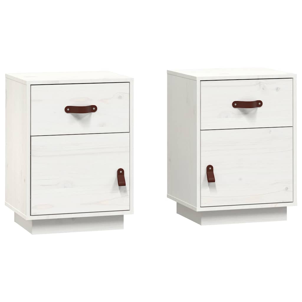 Vidaxl nachtkastjes 2 st 40x34x55 cm massief grenenhout wit