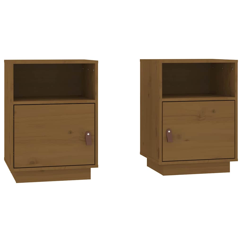Vidaxl nachtkastjes 2 st 40x34x55 cm massief grenenhout honingbruin