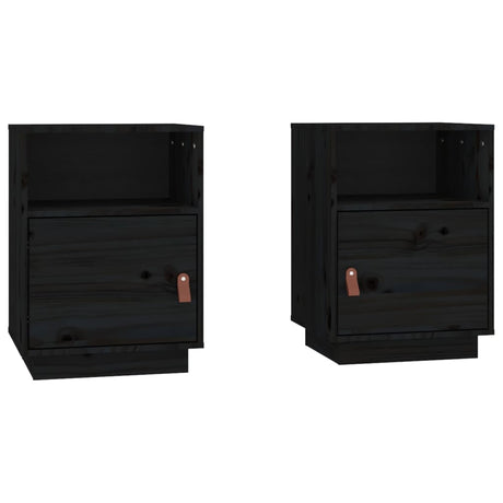 Vidaxl nachtkastjes 2 st 40x34x55 cm massief grenenhout zwart
