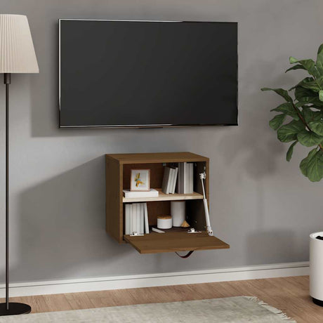 Vidaxl wandkast 40x30x35 cm massief grenenhout honingbruin