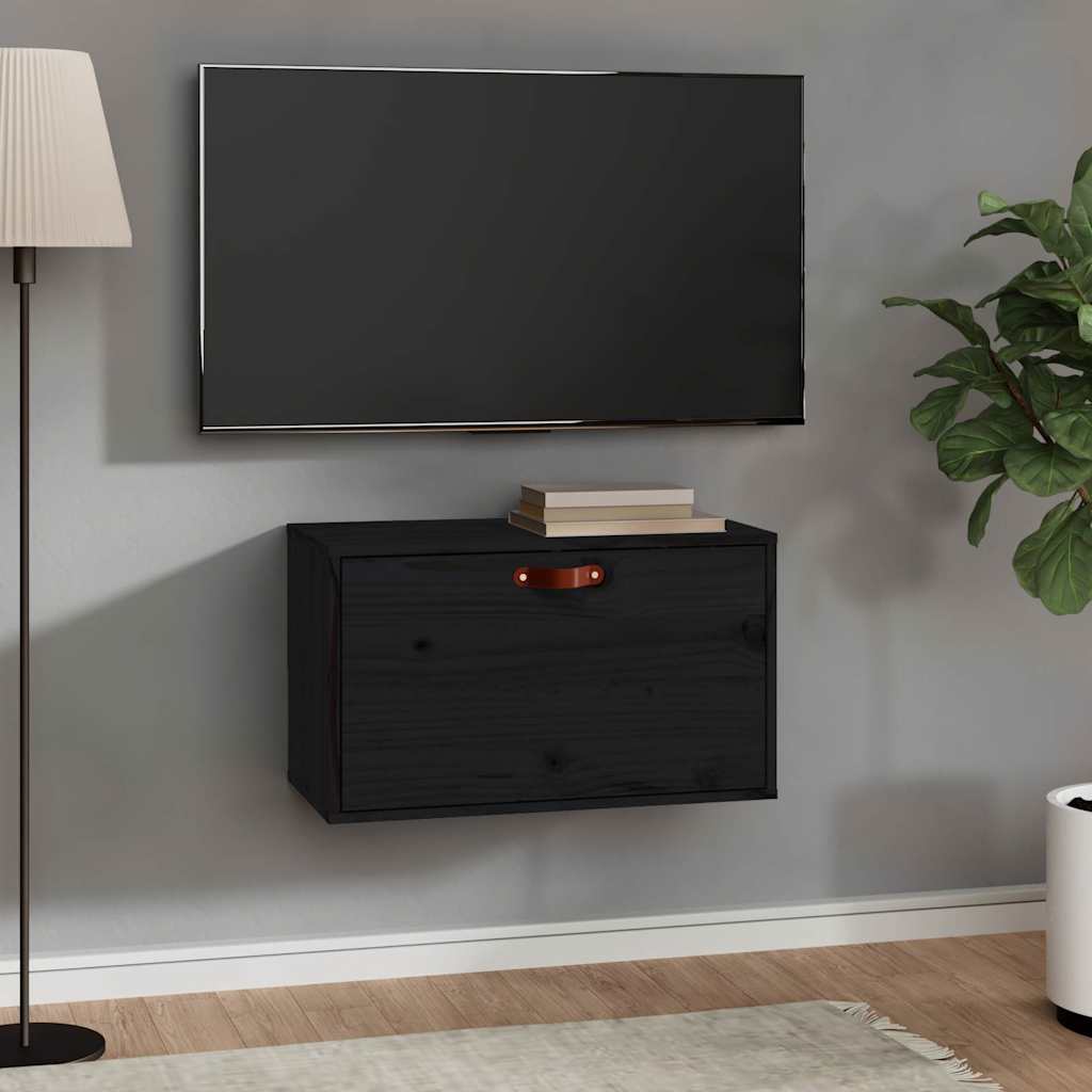 Vidaxl wandkast 60x30x35 cm massief grenenhout zwart