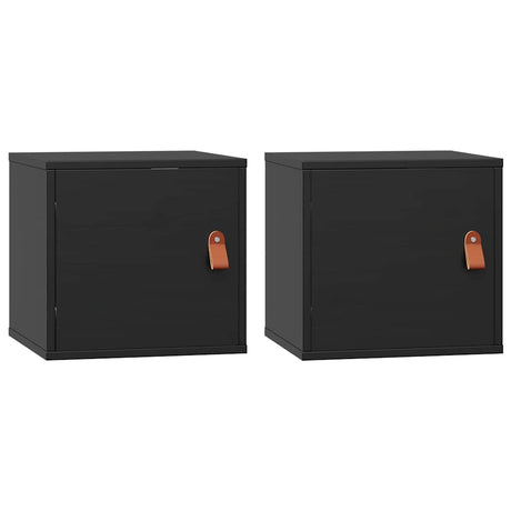 Vidaxl wandkasten 2 st 31,5x30x30 cm massief grenenhout zwart