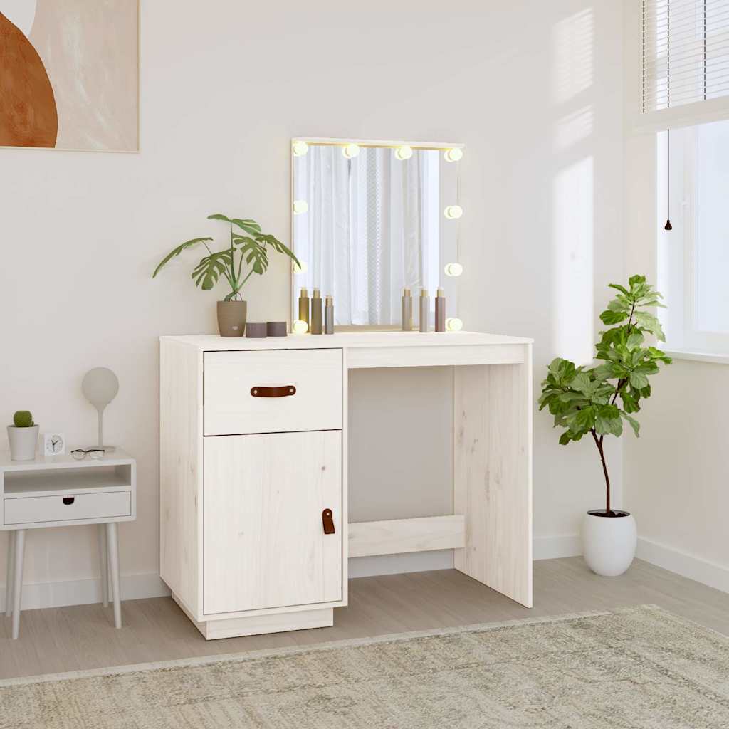 Vidaxl kaptafel met led 95x50x133,5 cm massief grenenhout wit