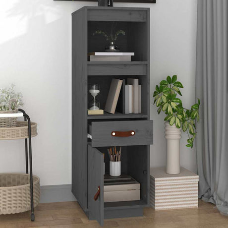 Vidaxl hoge kast 34x40x108,5 cm massief grenenhout grijs