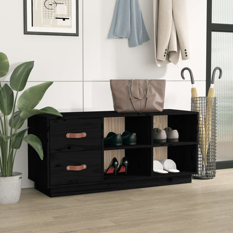 Vidaxl Schuhe Bank 100x34x45 cm Festkiefer schwarz
