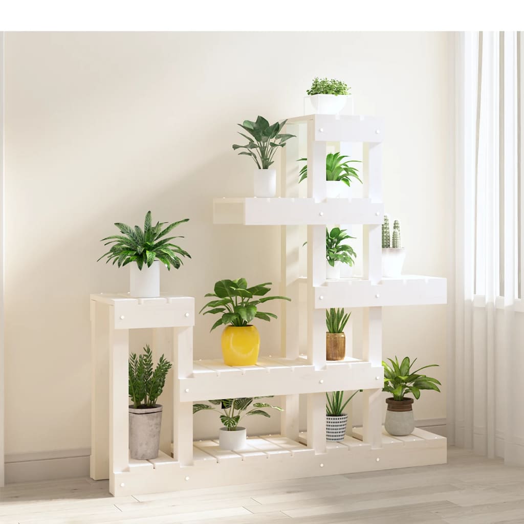Vidaxl plantenstandaard 92x25x97 cm massief grenenhout wit