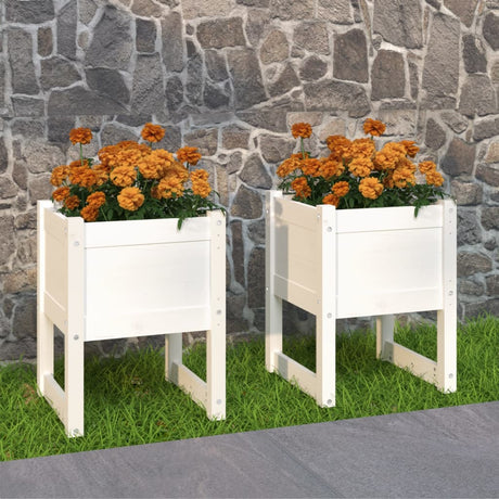 VIDAXL -Pflanzer 2 ST 40x40x52,5 cm Festkiefer weiß