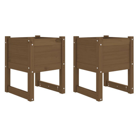 VIDAXL -Pflanzer 2 ST 40x40x52,5 cm Festkiefer Honigbraun