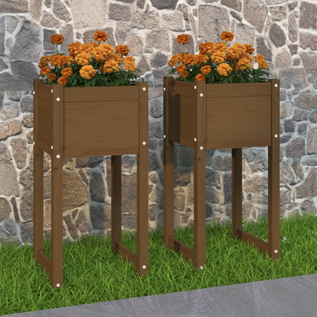 Vidaxl Pflanzer 2 ST 40x40x81 cm Festkiefer Honigbraun