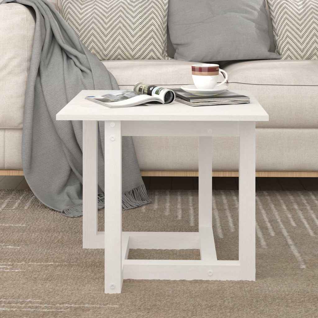 Vidaxl salontafel 50x50x45 cm massief grenenhout wit